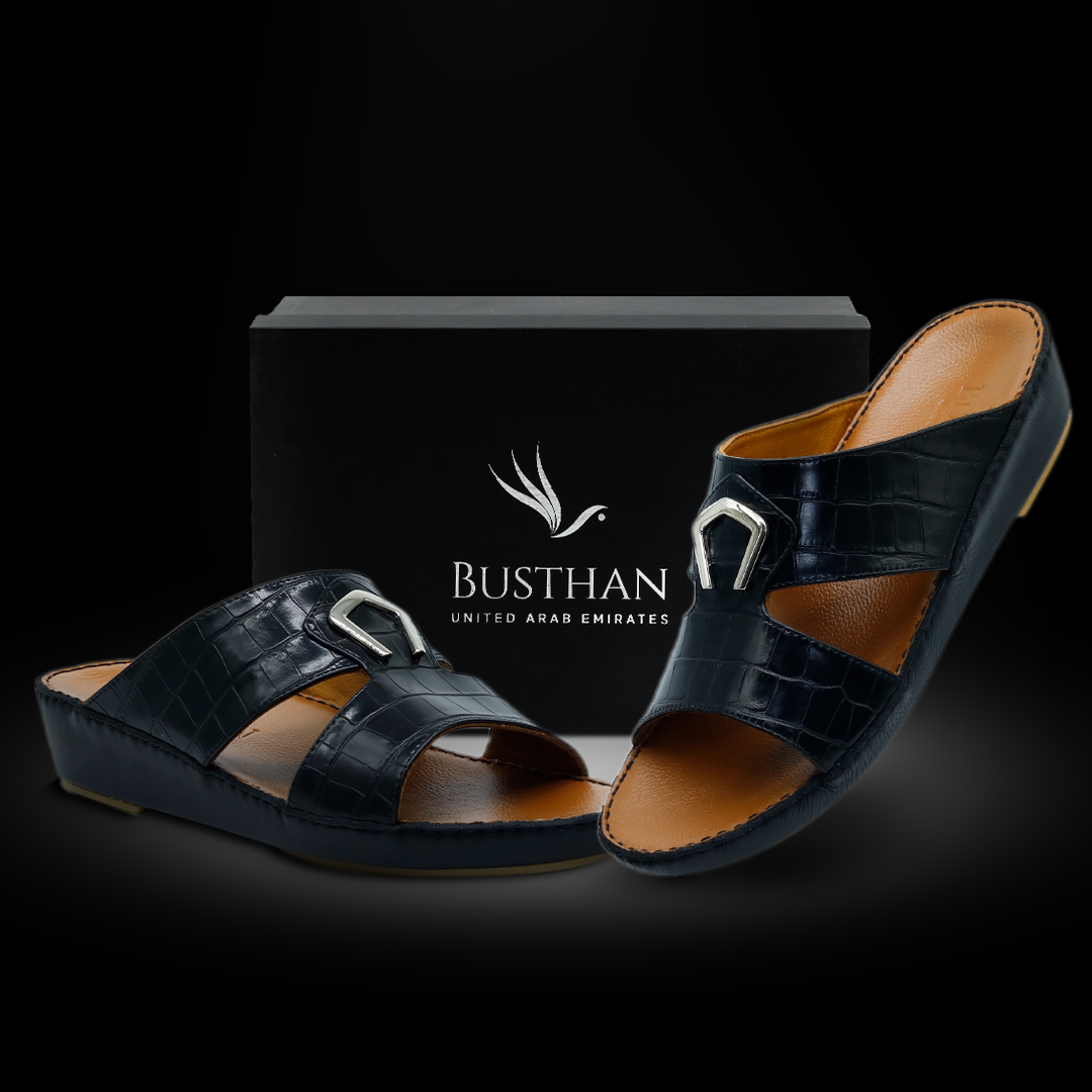 Busthan-03-[H15]-CROCODILE-Pattern-Black-Tan-Gents-Sandal-40